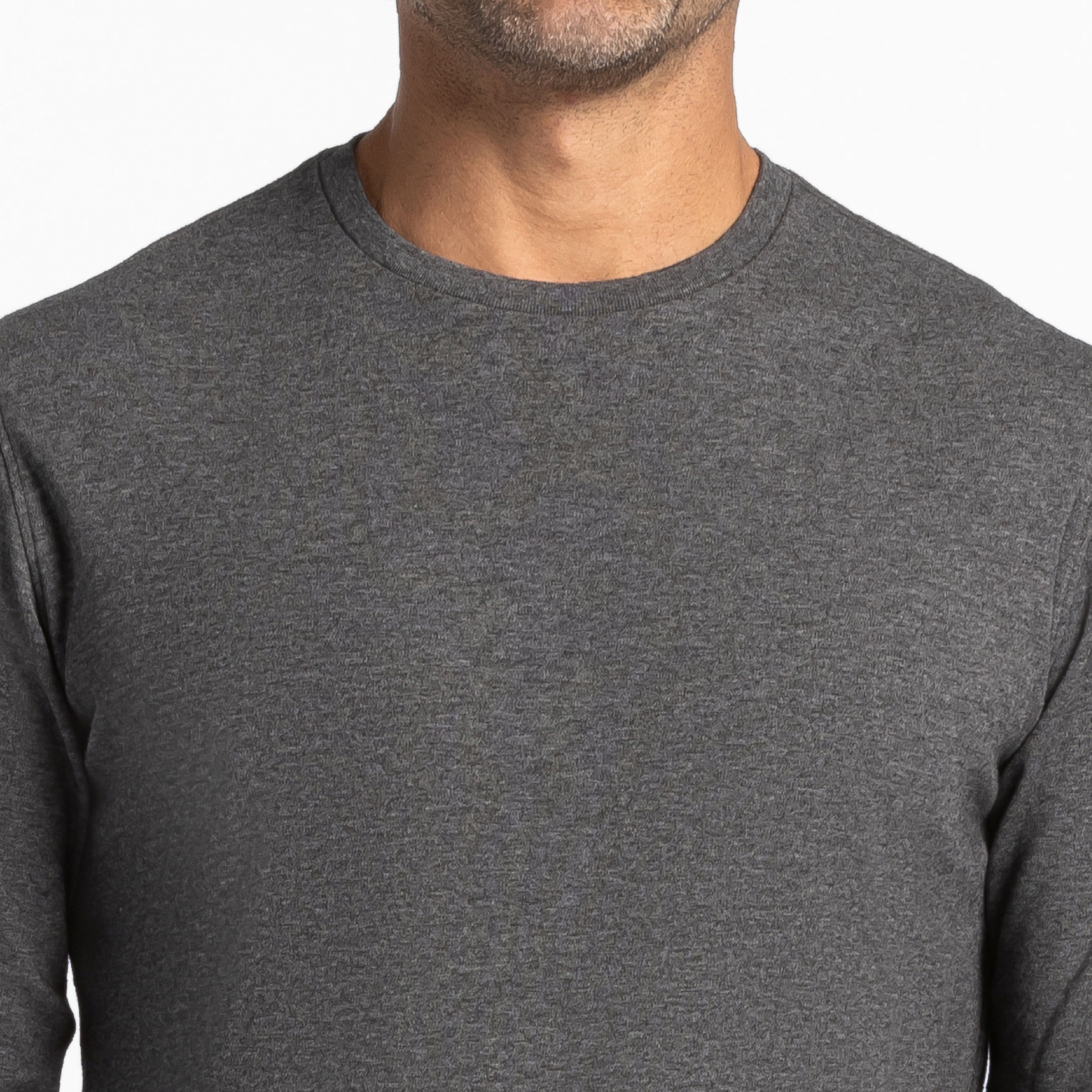 Heather Charcoal Luxury Soft Touch Long Sleeve Crew Neck Tee