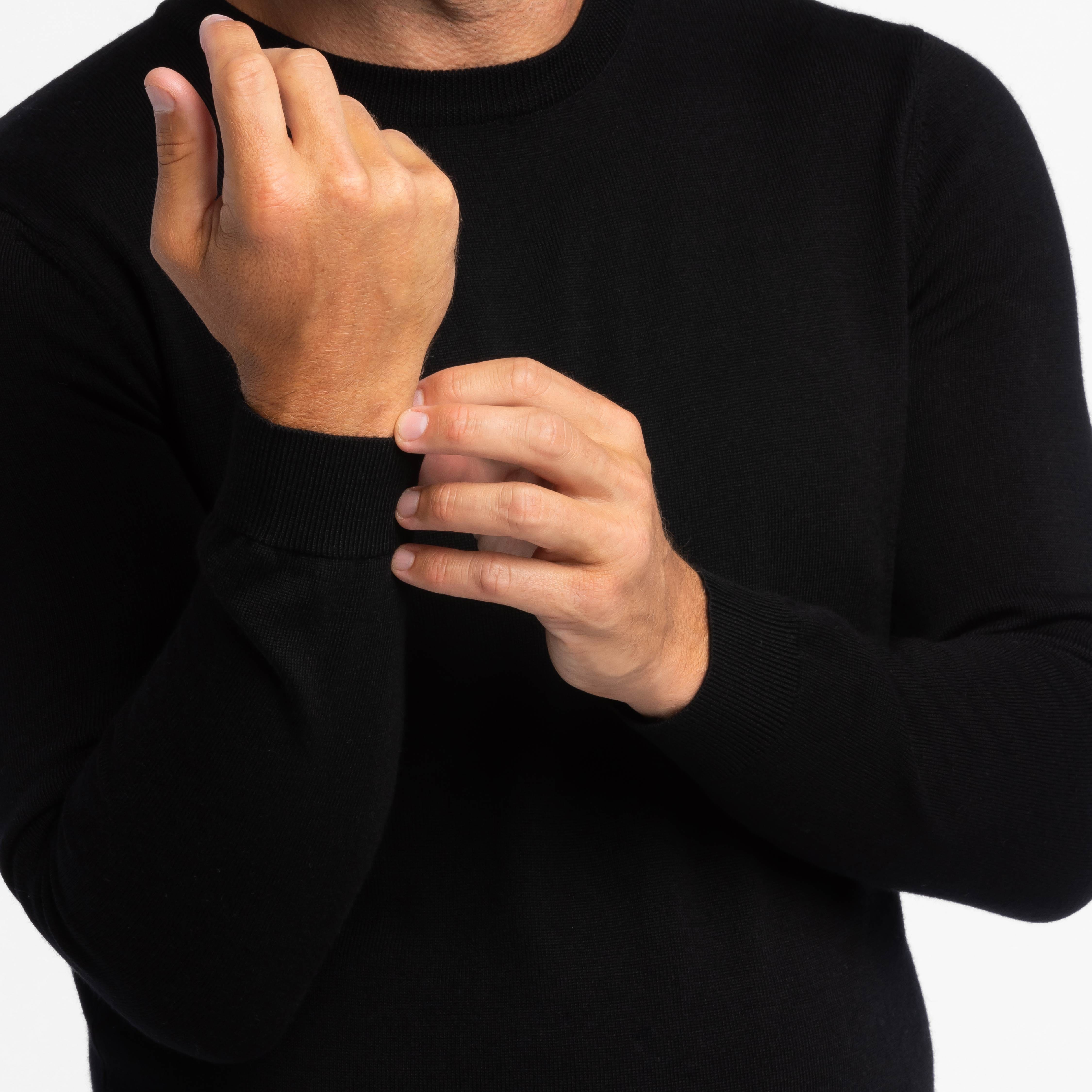 Black Merino Crew Neck Sweater