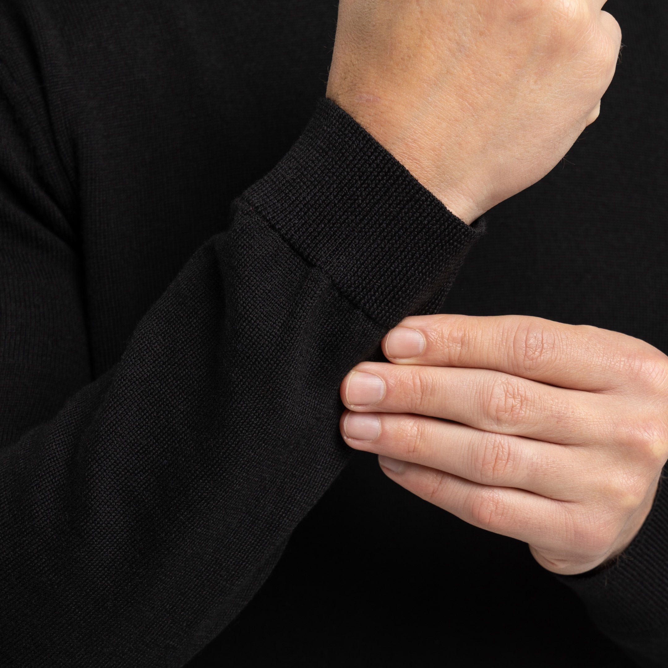 Black Merino V-Neck Sweater