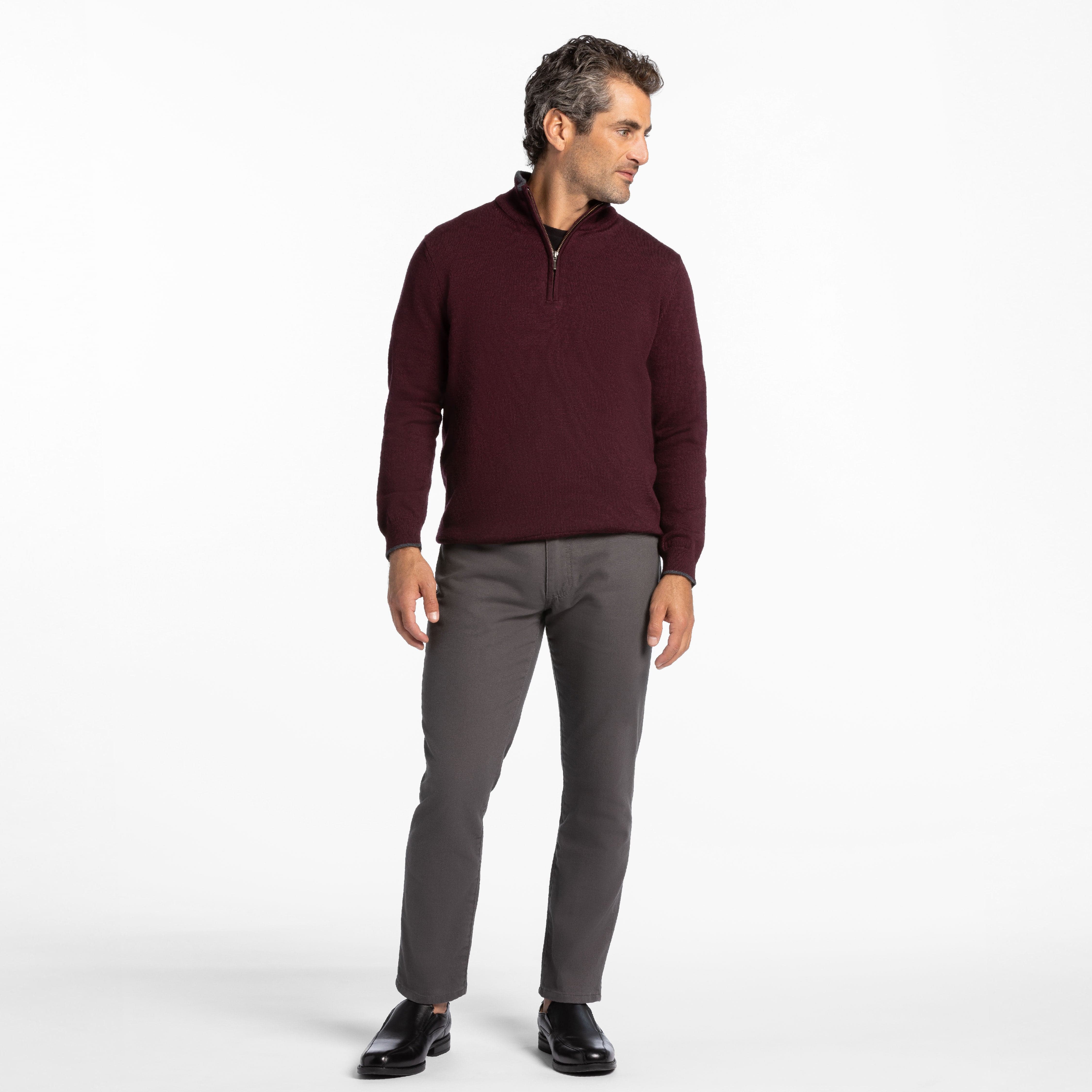 Burgundy Merino Quarter-Zip Sweater
