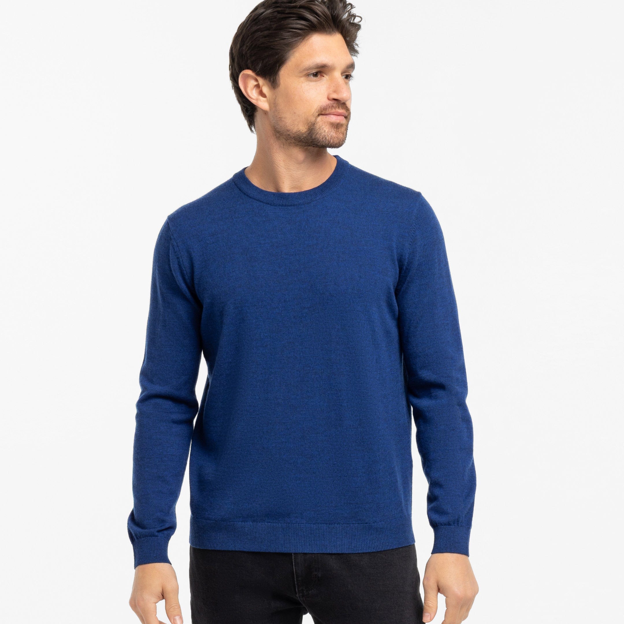 Vintage Blue Merino Crew Neck Sweater