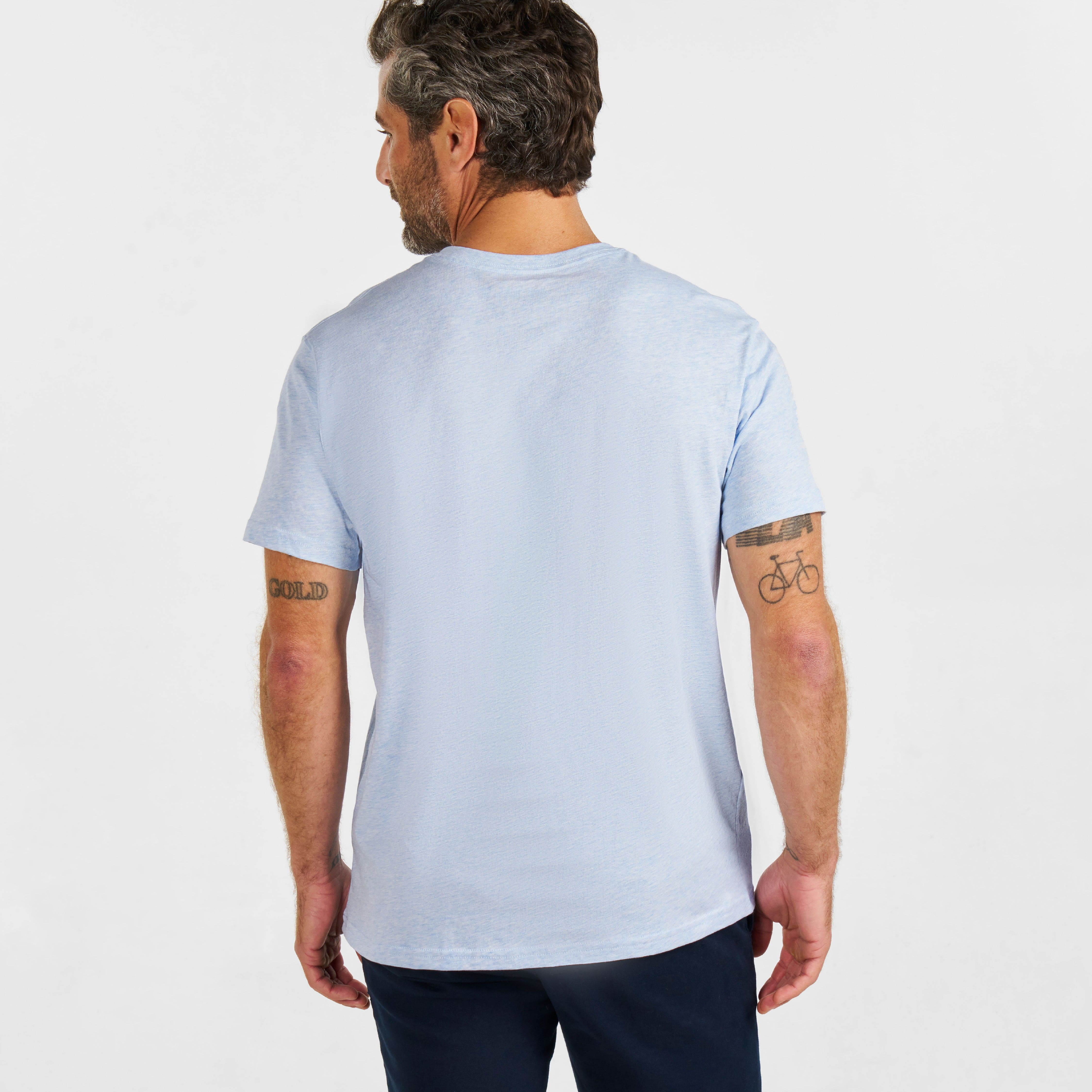 Light Blue Melange Short Sleeve Henley