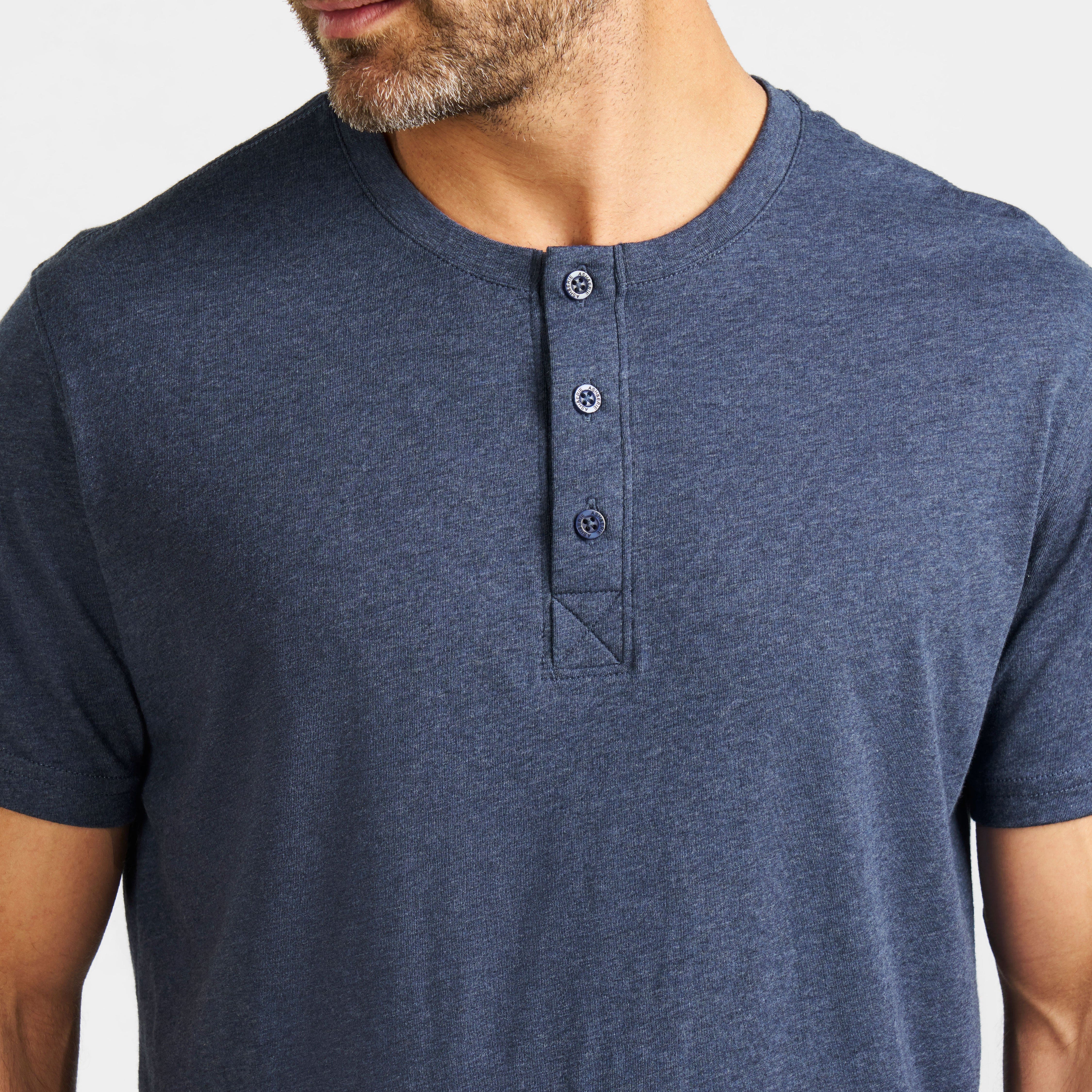 Navy Melange Short Sleeve Henley