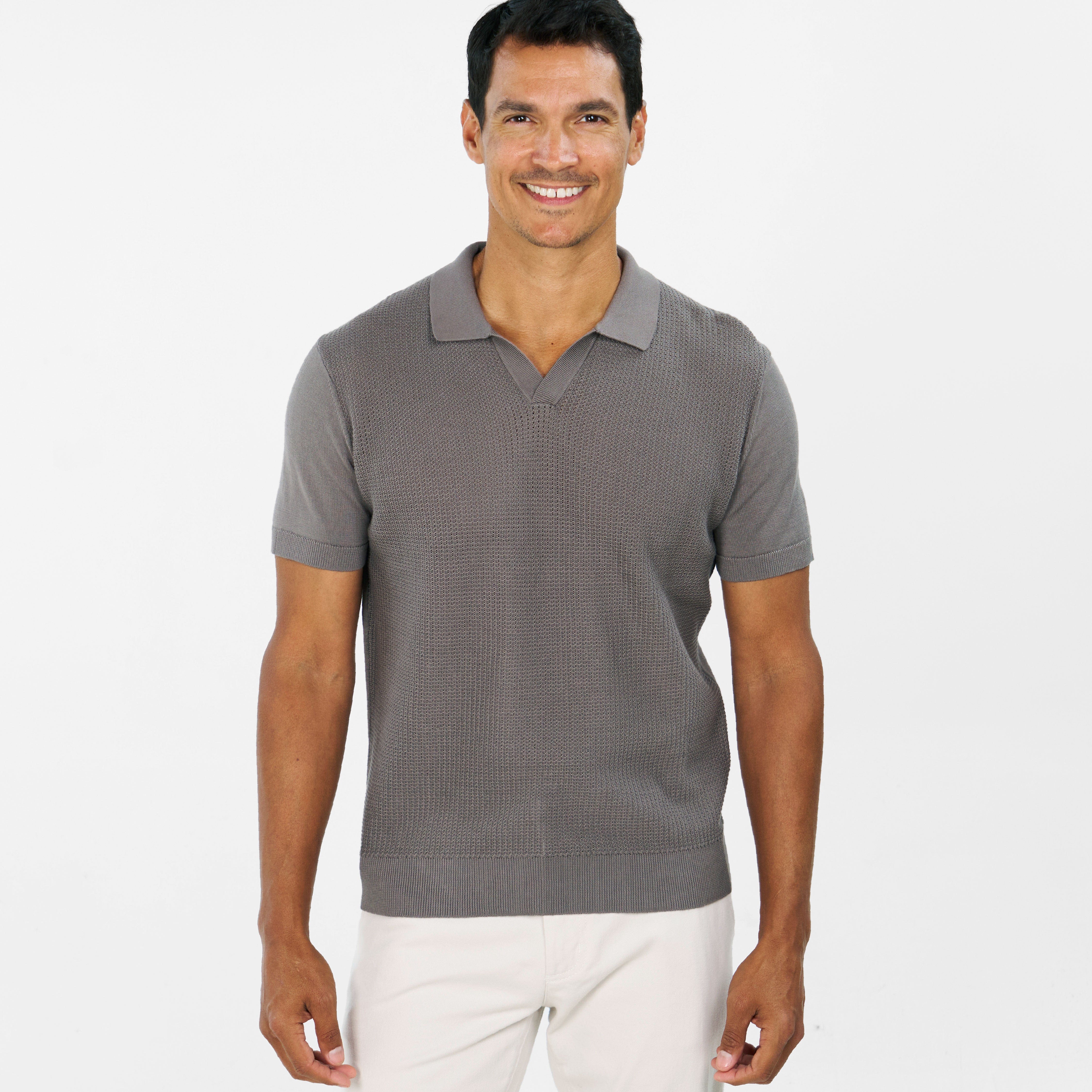 Grey Knit Polo