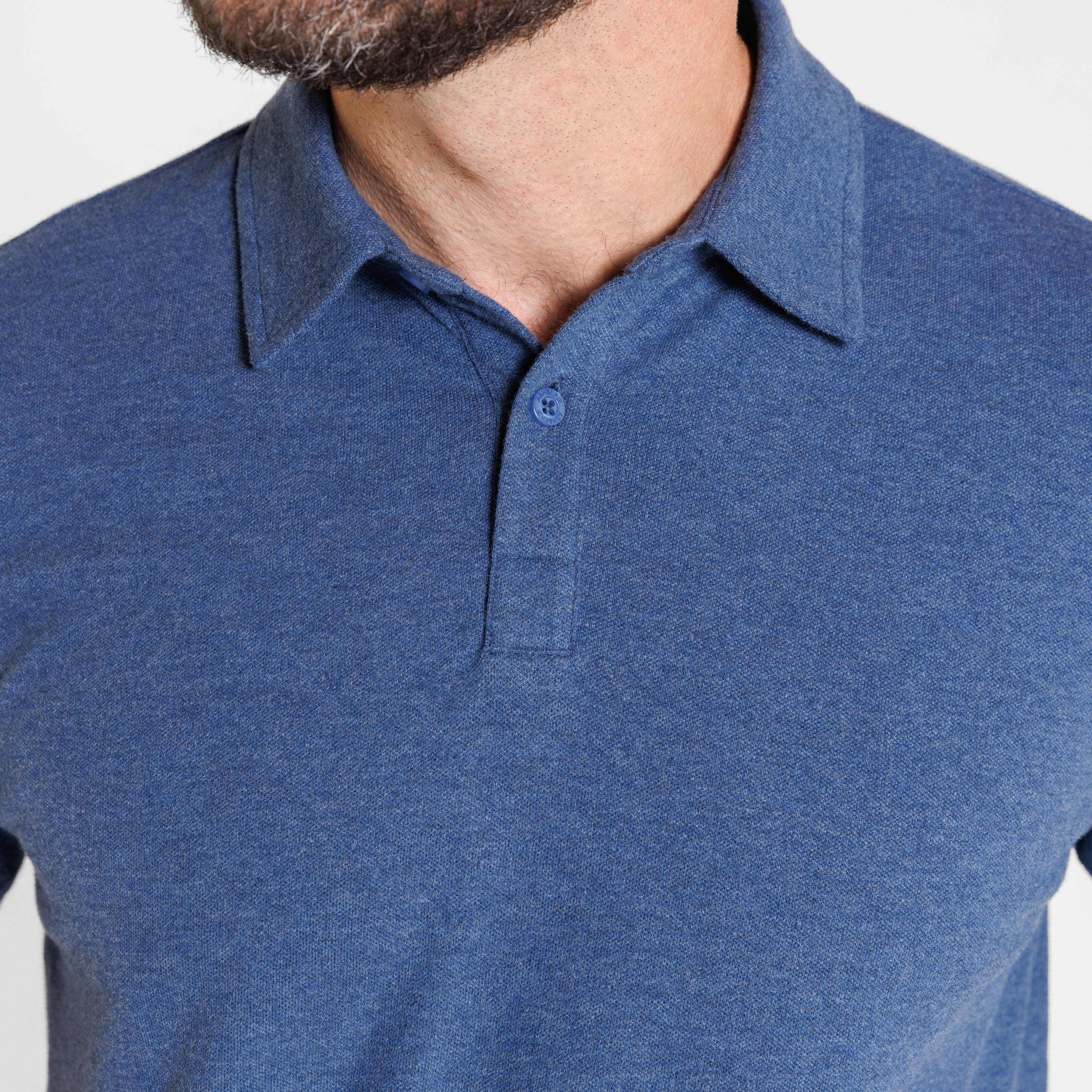 Heather Blue Pique Daily Polo