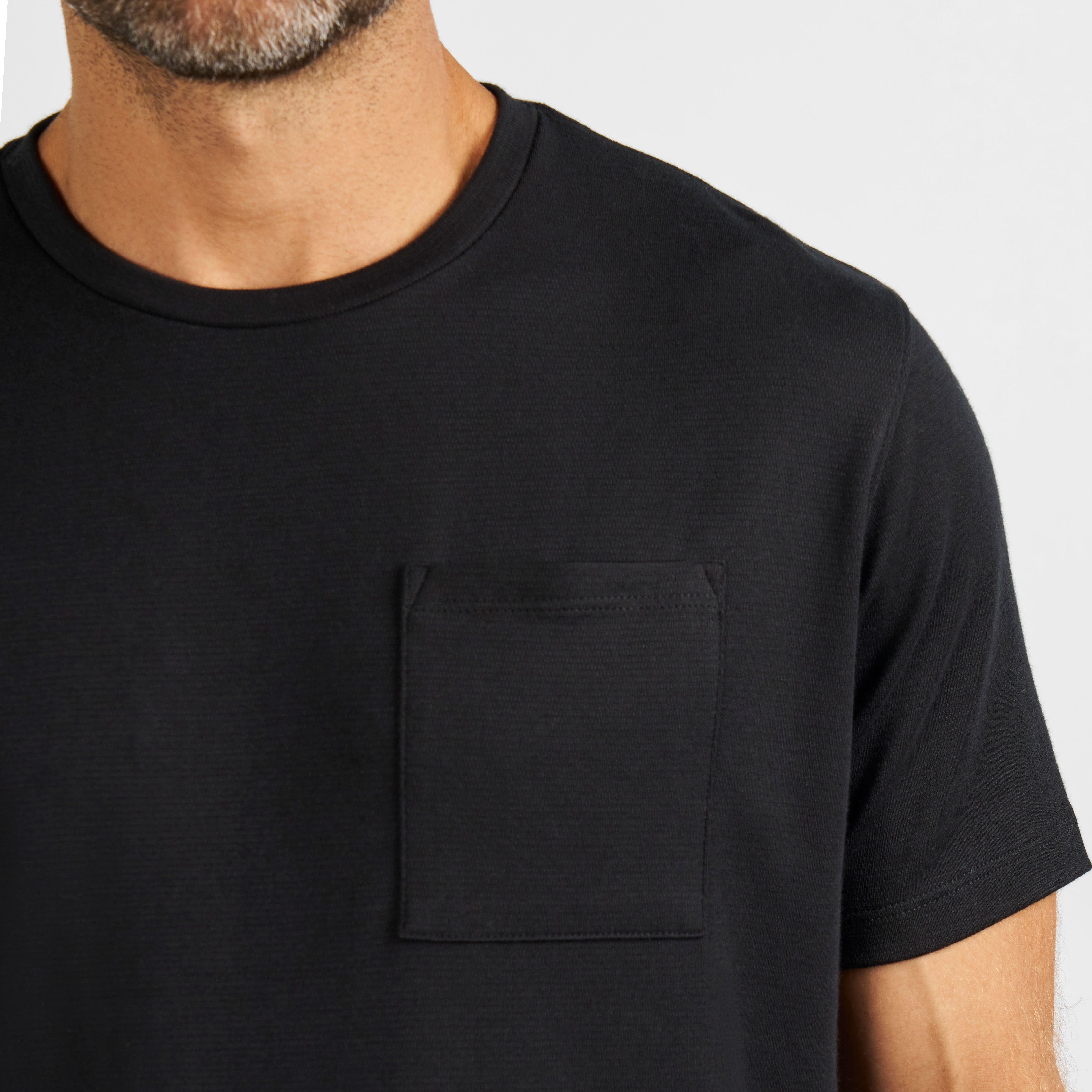 Black Micro Pique Crew Neck Tee