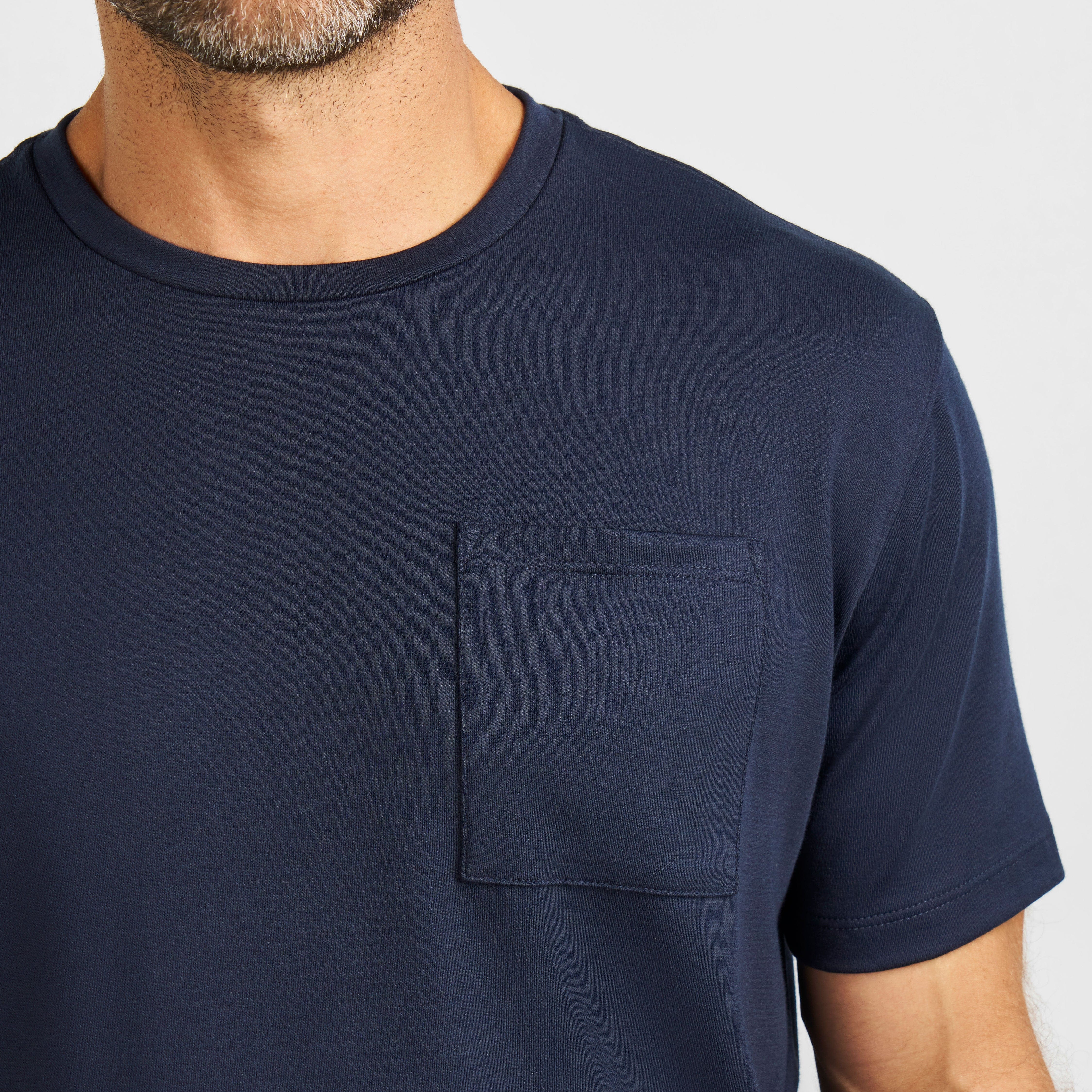 Navy Micro Pique Crew Neck Tee
