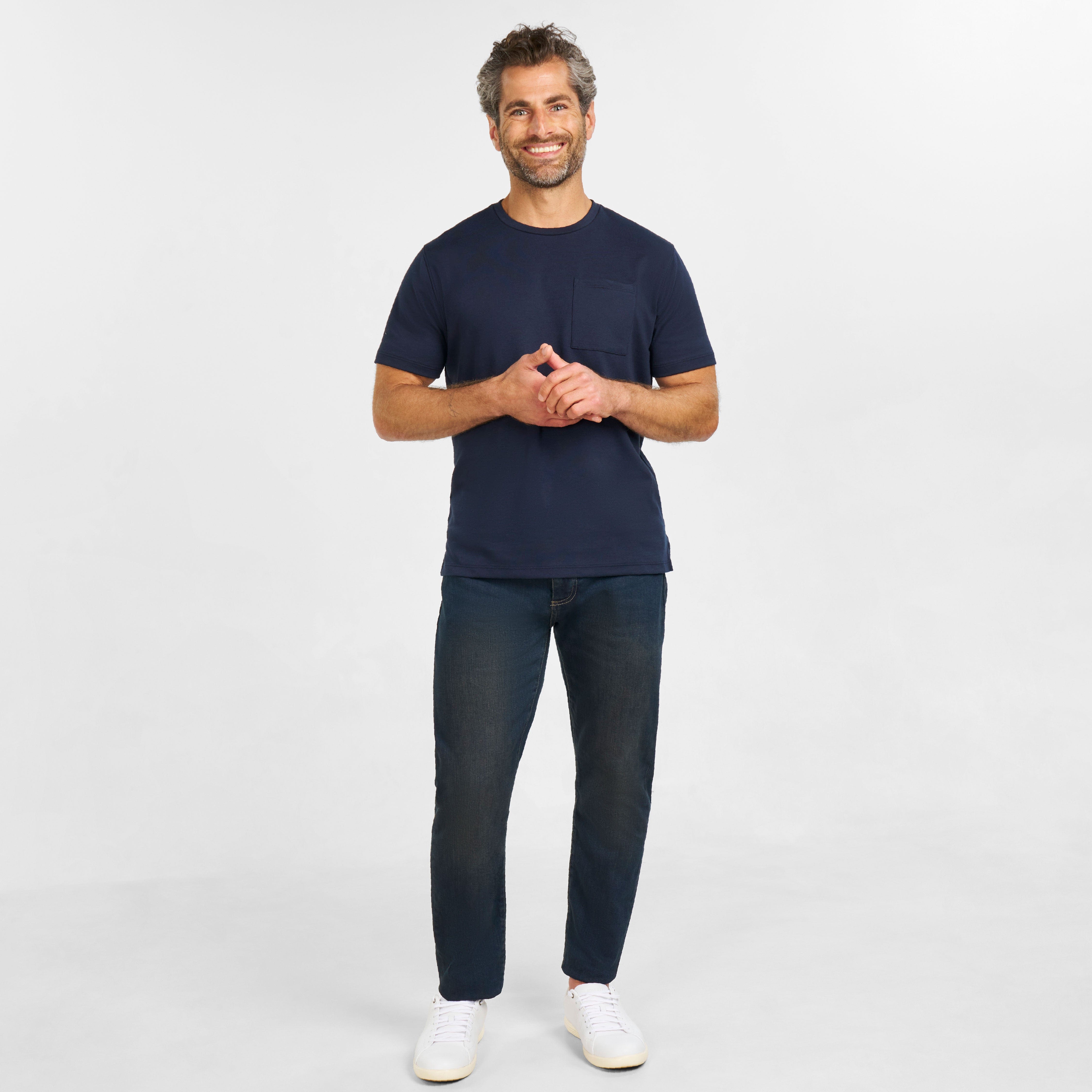 Navy Micro Pique Crew Neck Tee