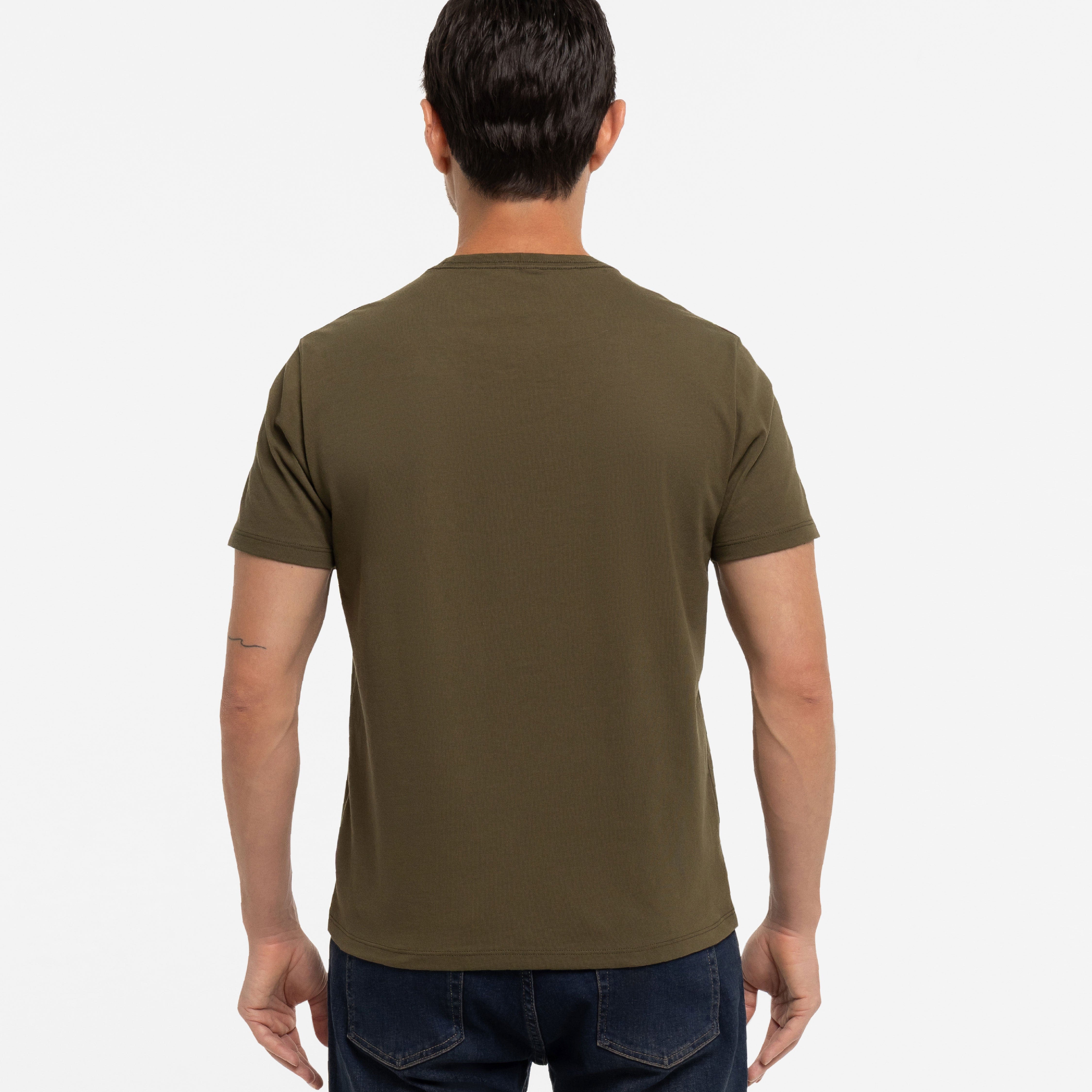 Olive Pima Cotton Crew Neck Tee