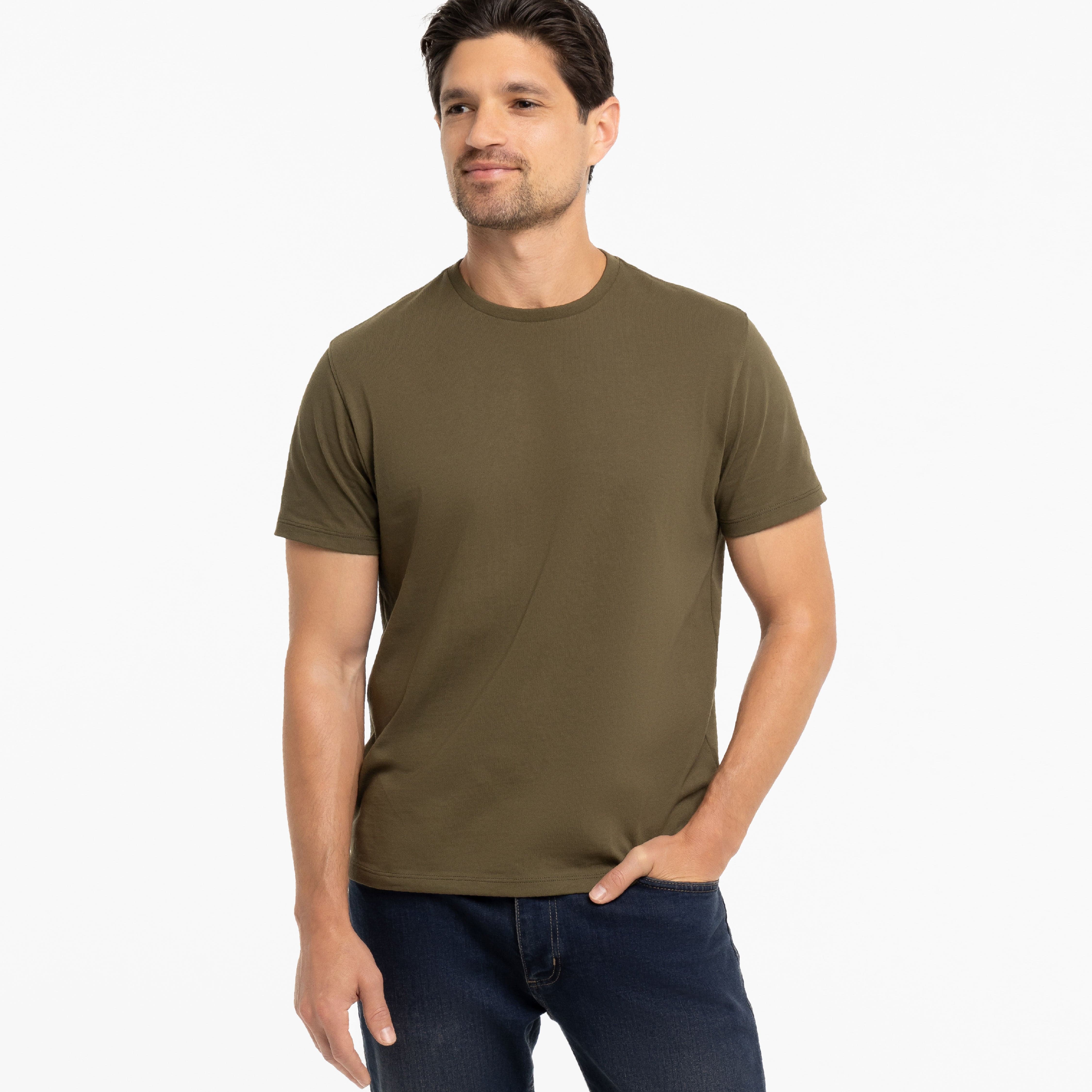Olive Pima Cotton Crew Neck Tee