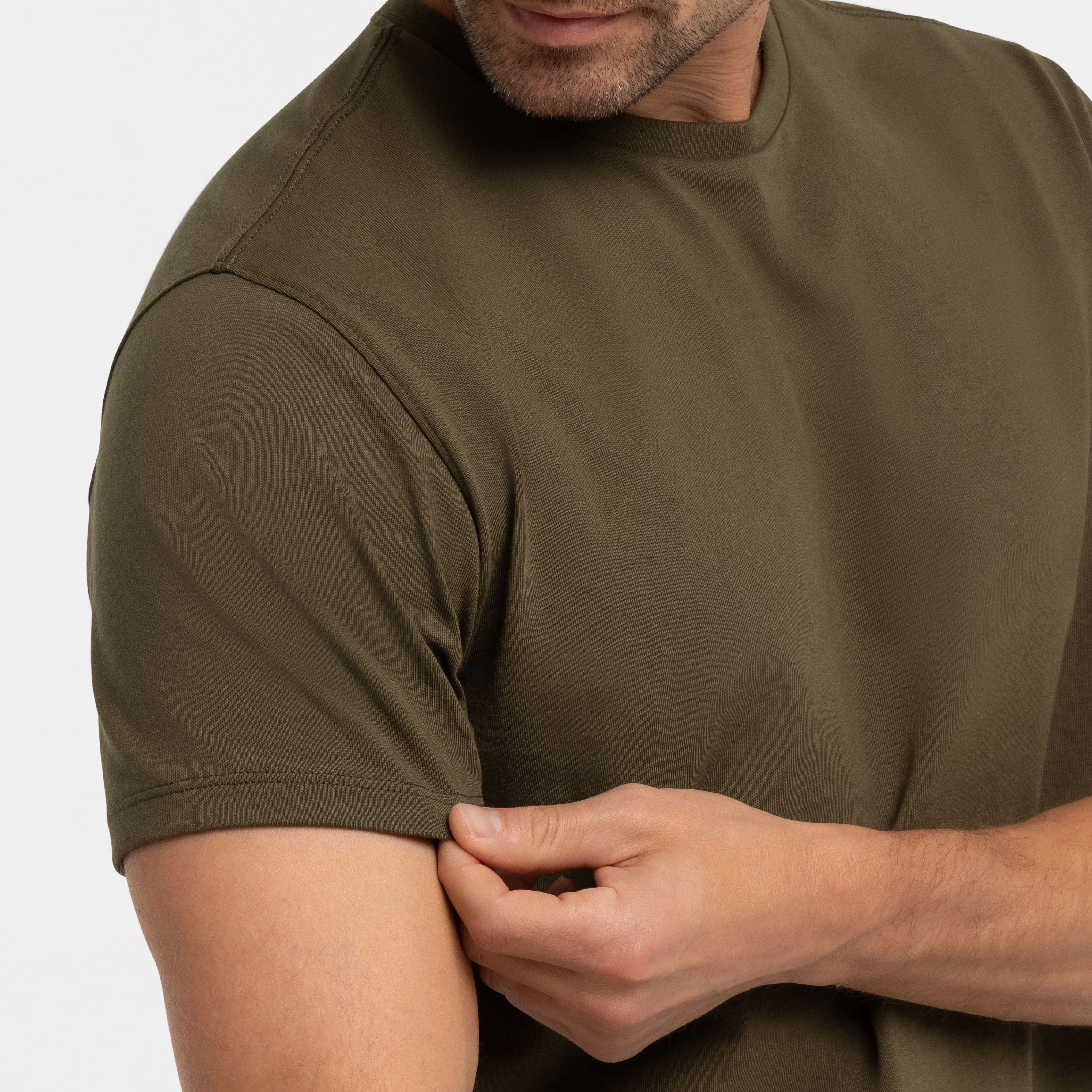 Olive Pima Cotton Crew Neck Tee