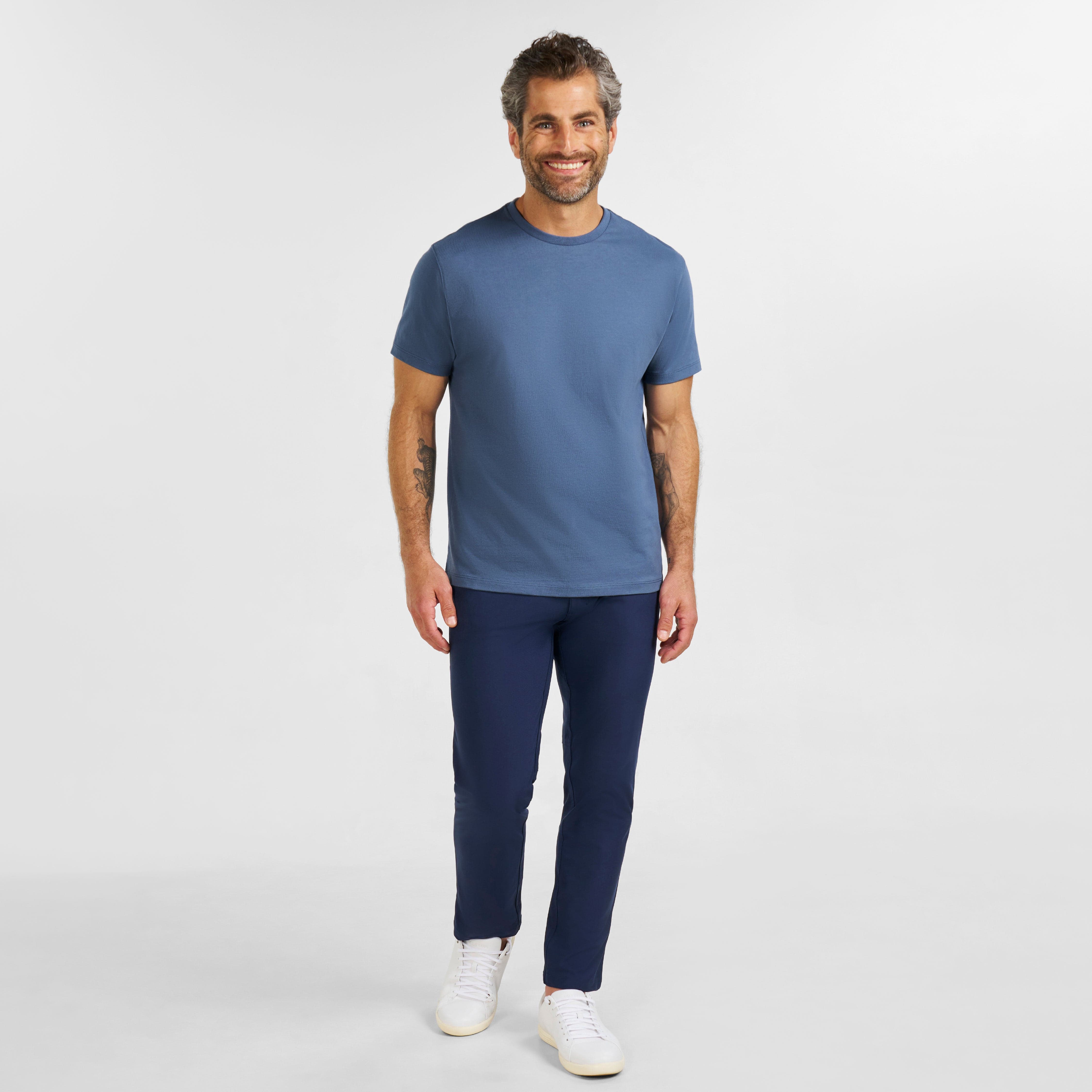 Slate Pima Cotton Crew Neck Tee