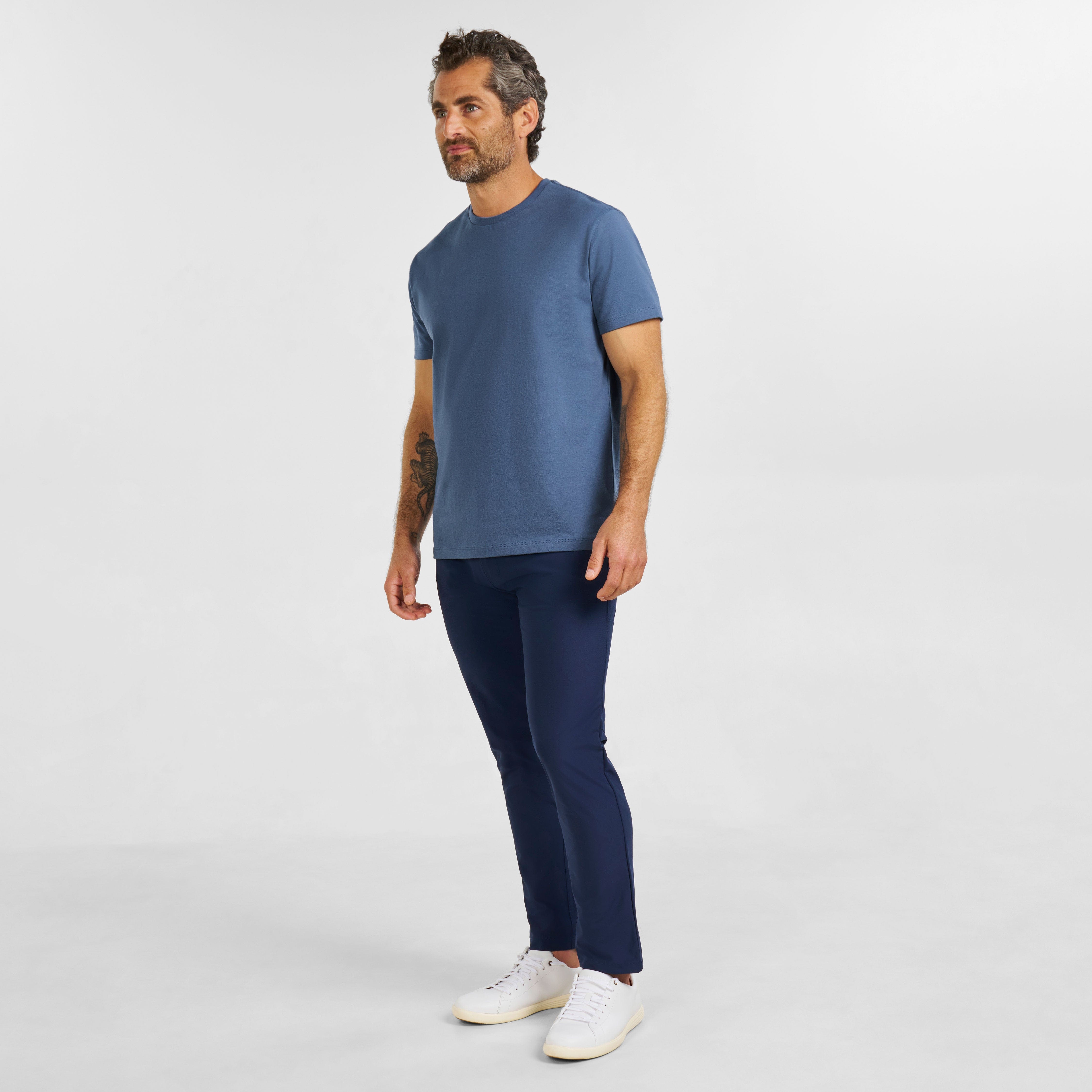 Slate Pima Cotton Crew Neck Tee