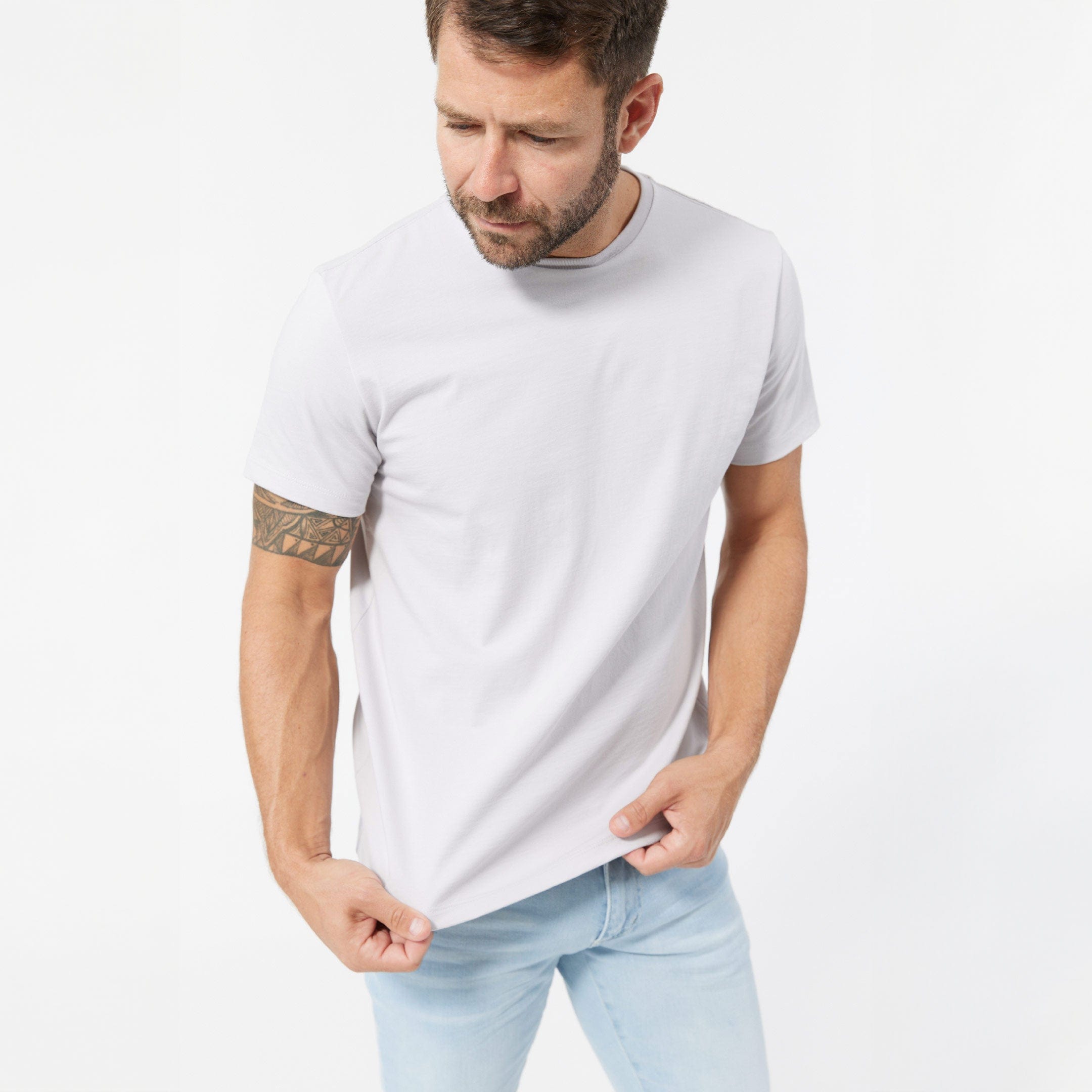 Space Grey Pima Cotton Crew Neck Tee