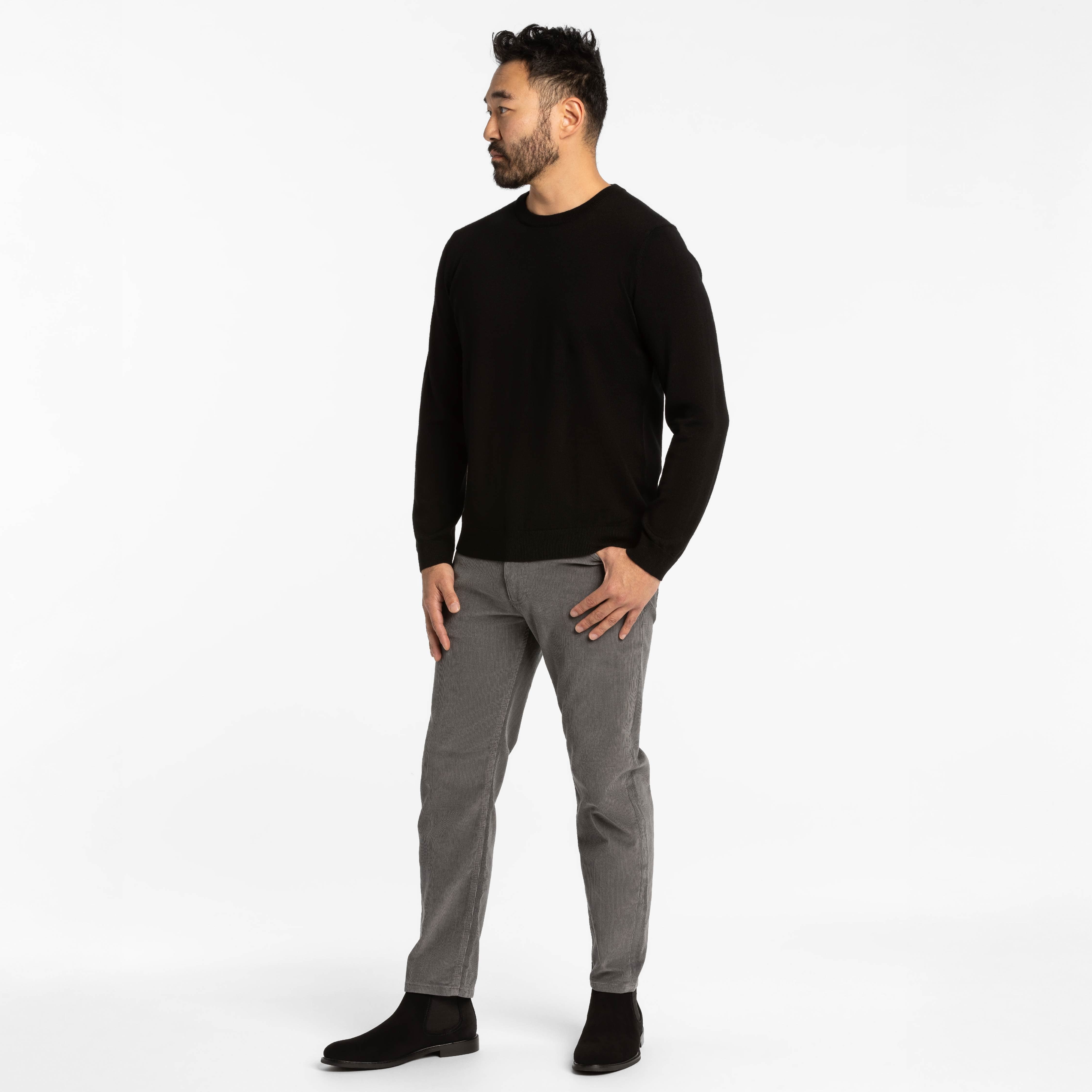Grey Stretch Corduroy Pant