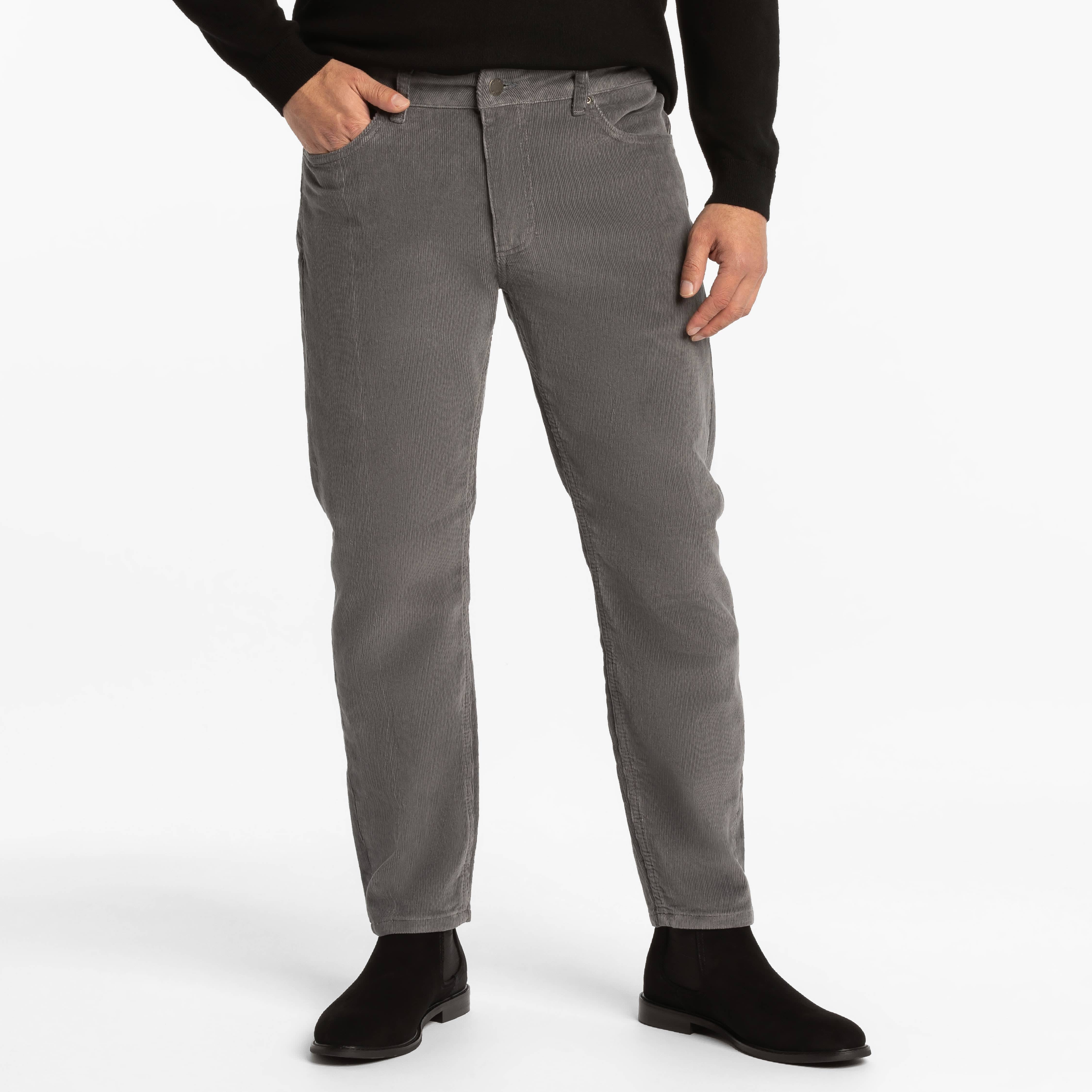 Grey Stretch Corduroy Pant