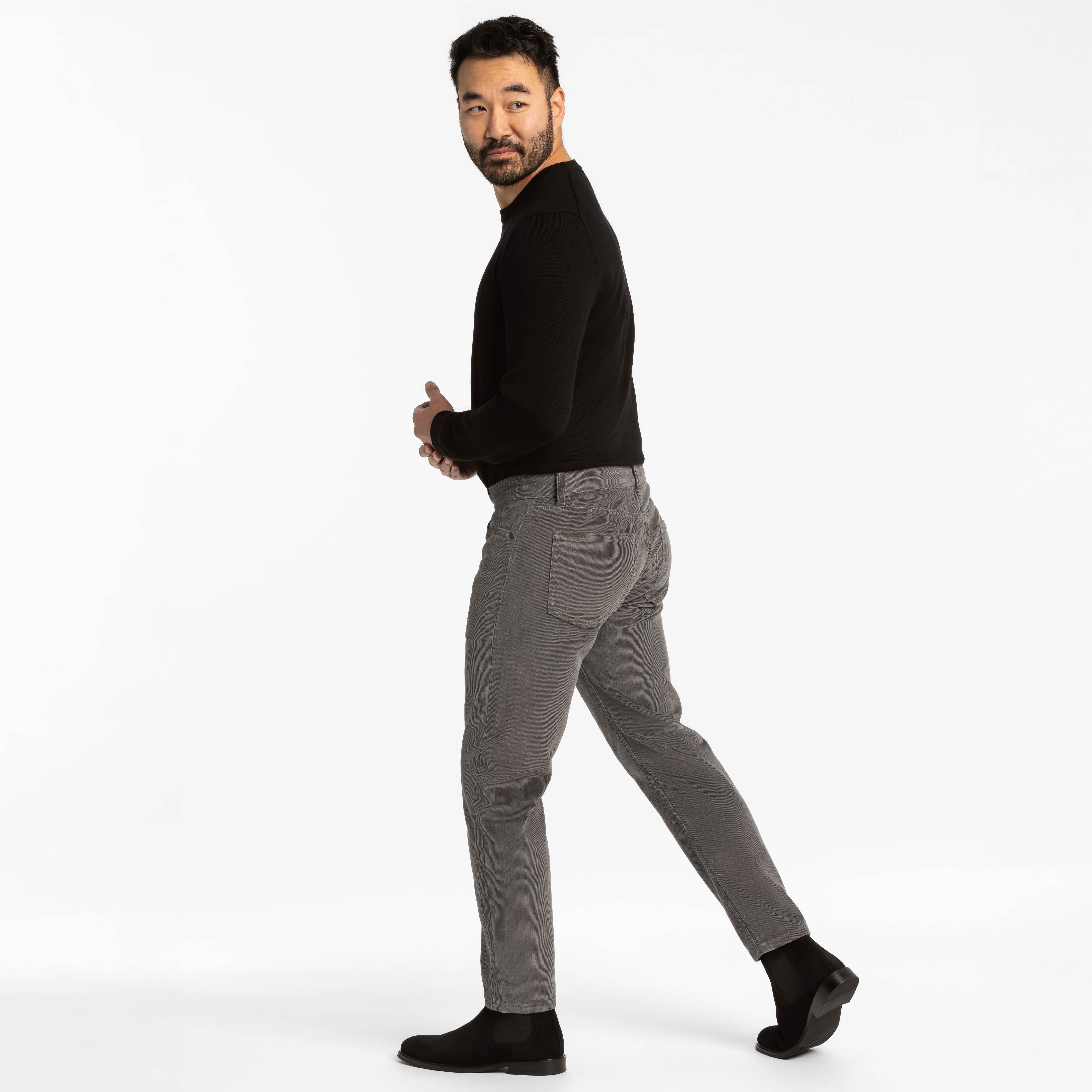 Grey Stretch Corduroy Pant