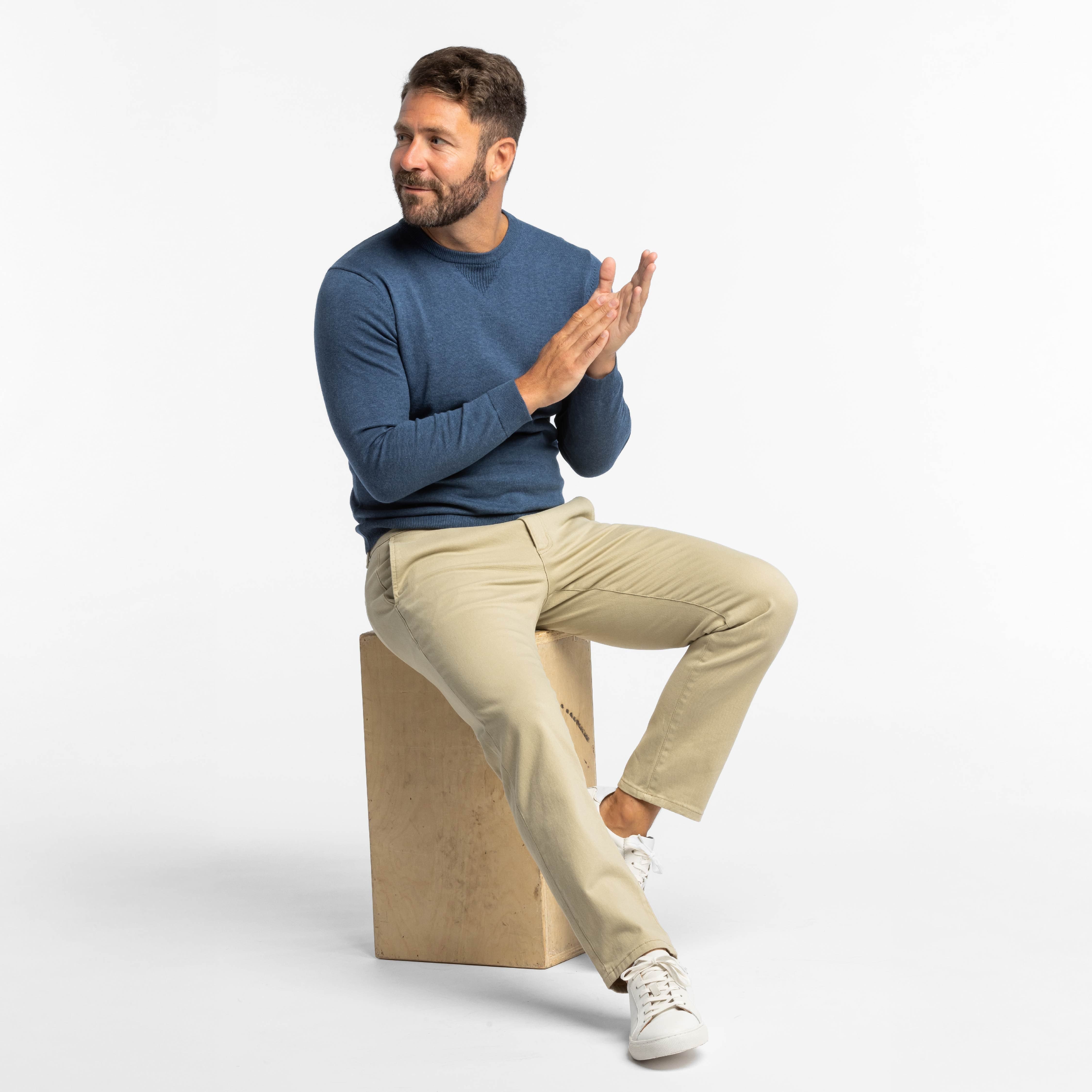 Bright Blue Cotton Crew Neck Sweater