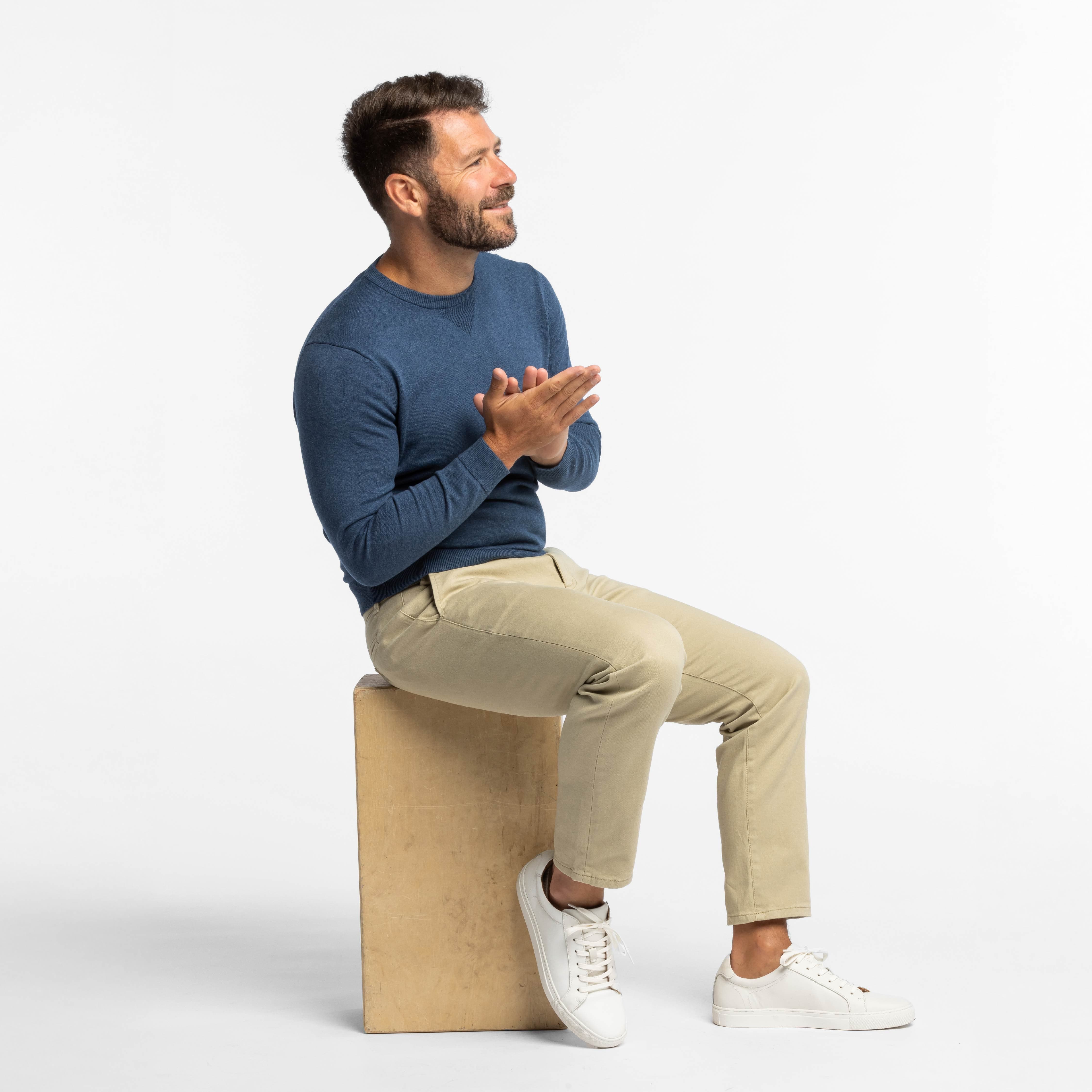 Bright Blue Cotton Crew Neck Sweater