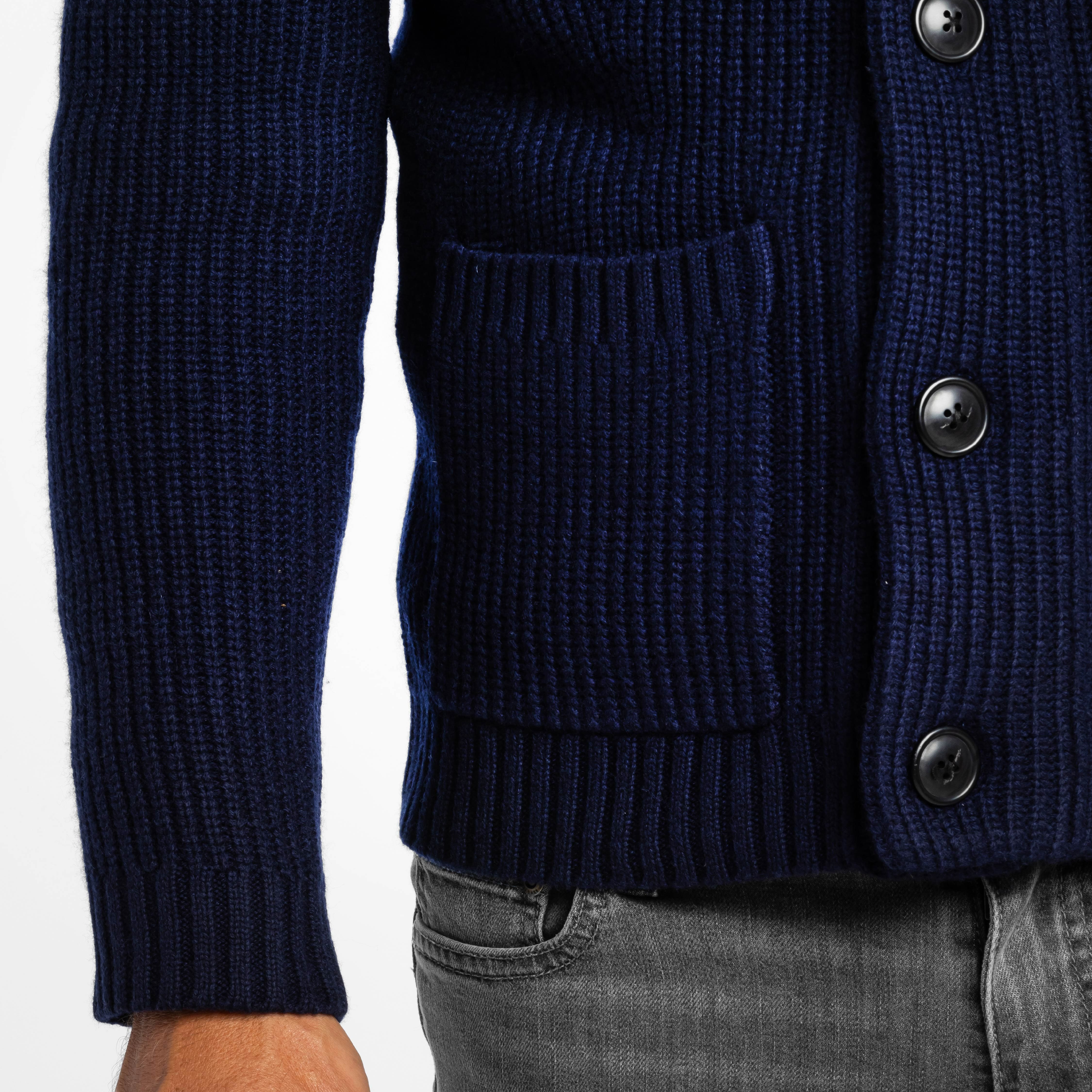 Dark Navy Cashmere Shawl Cardigan Sweater
