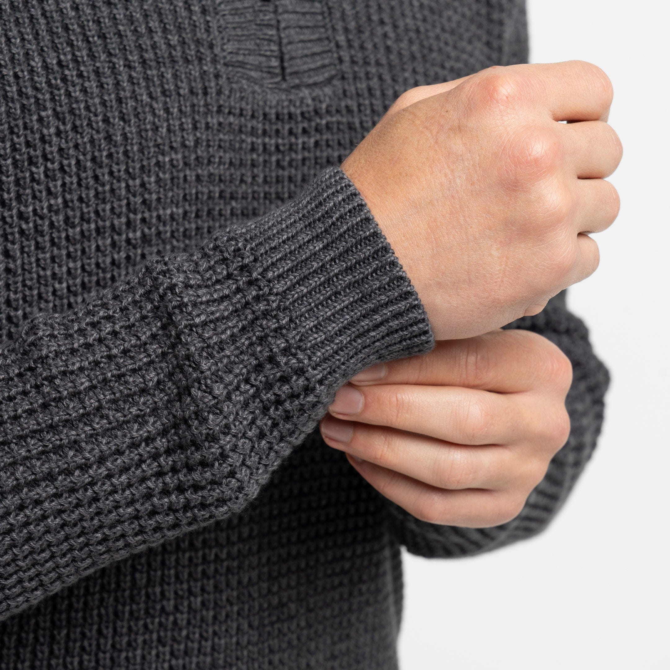 Heather Grey Waffle Knit Quarter-Zip Sweater