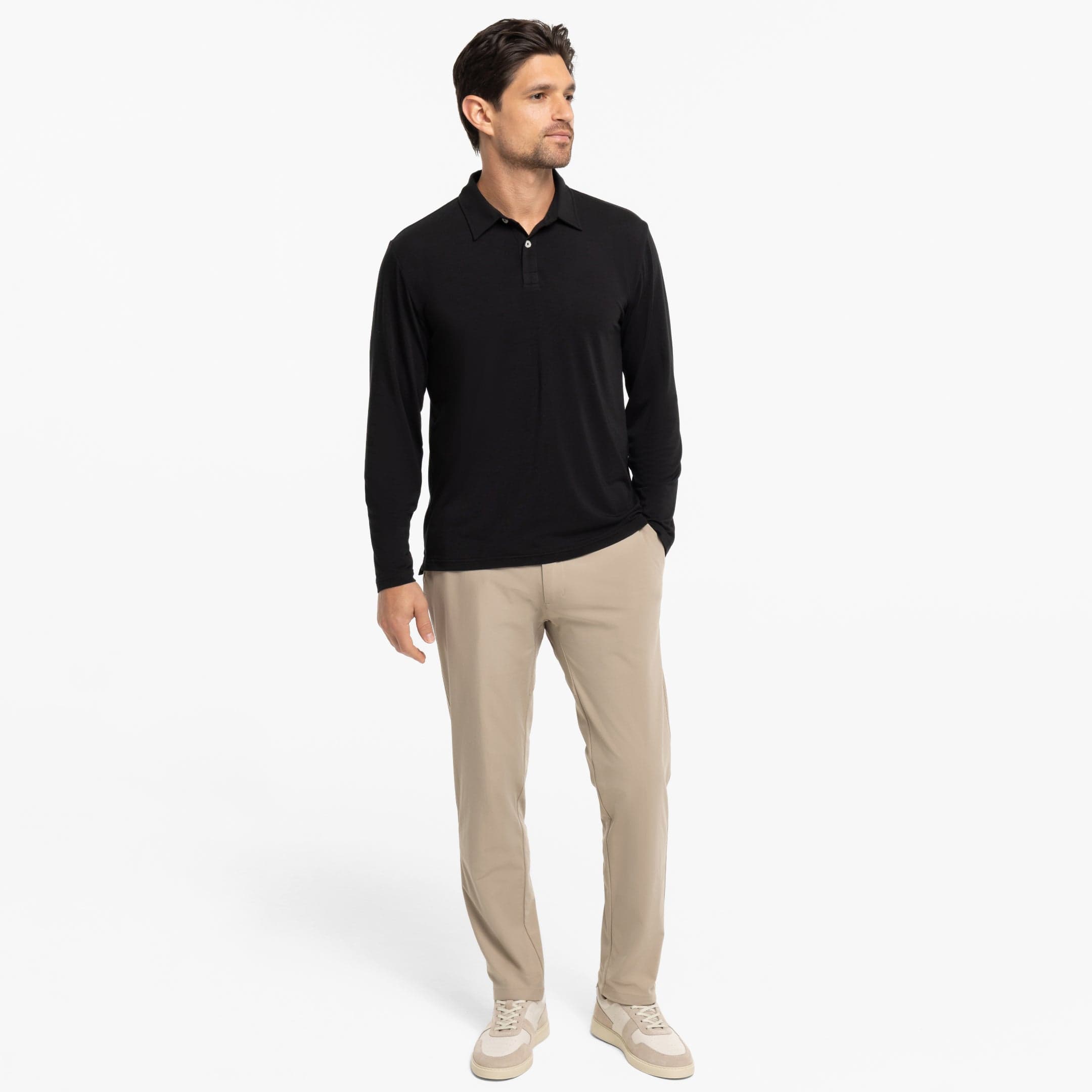 Black Long Sleeve Tech Polo