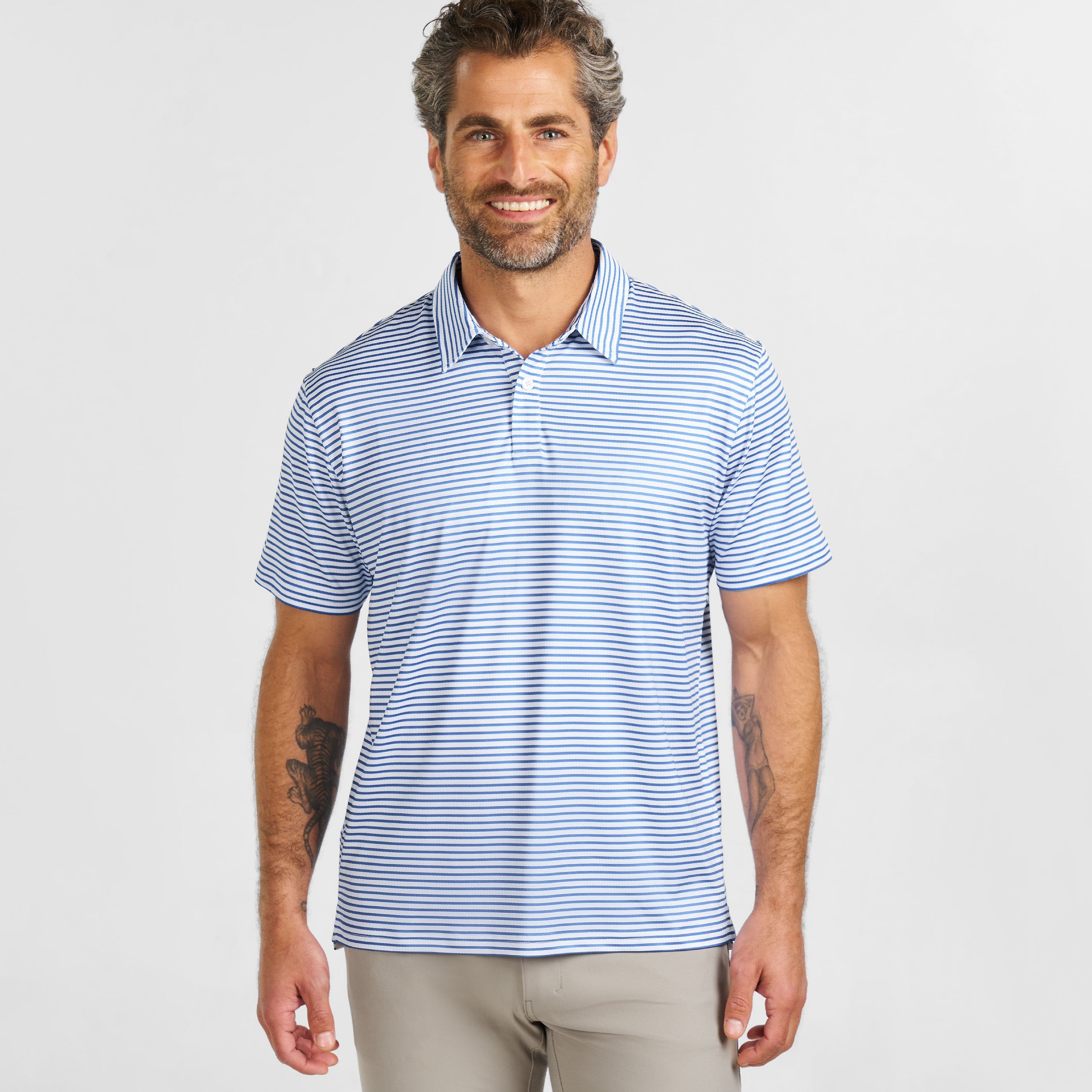 Coastal Stripes Tech Polo
