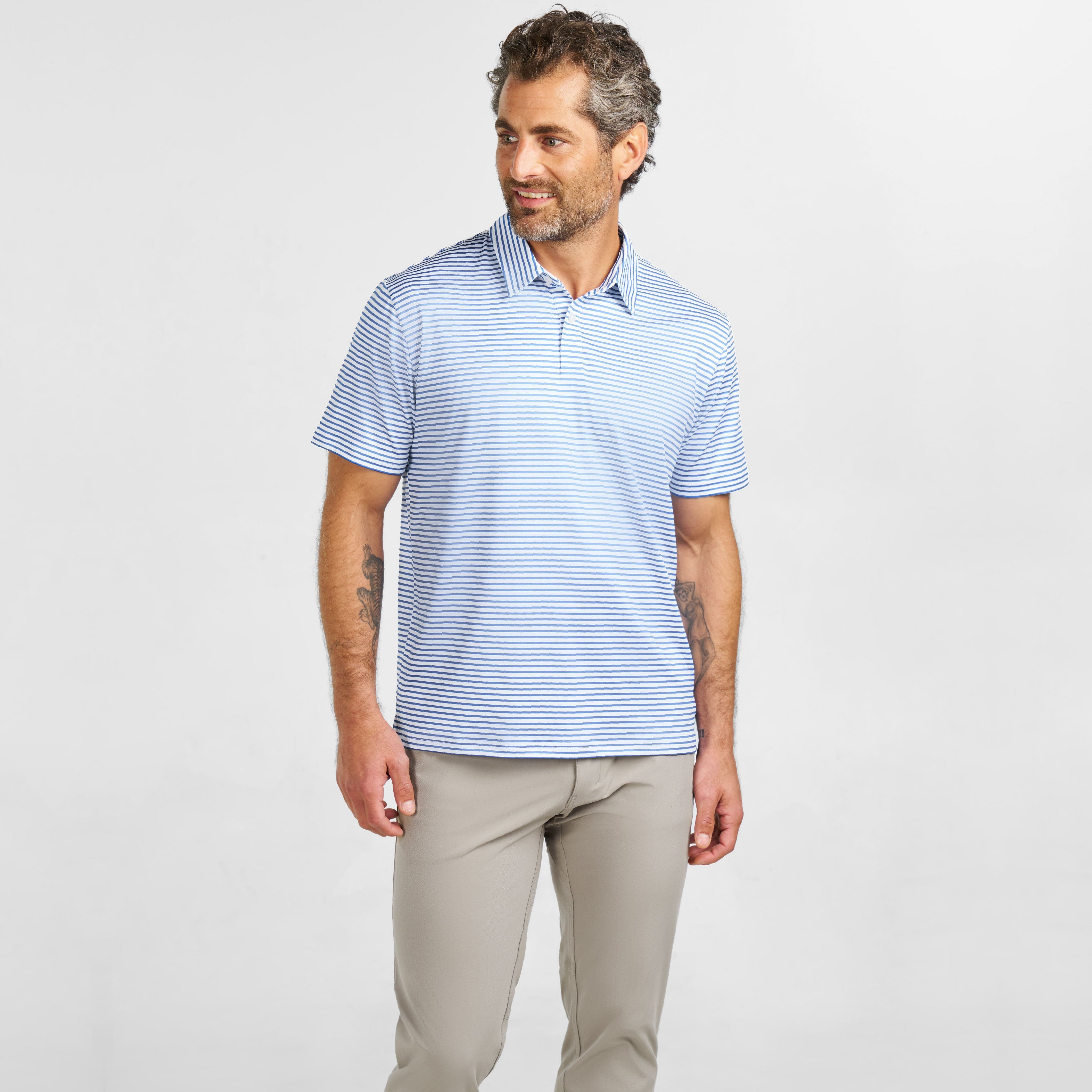 Coastal Stripes Tech Polo