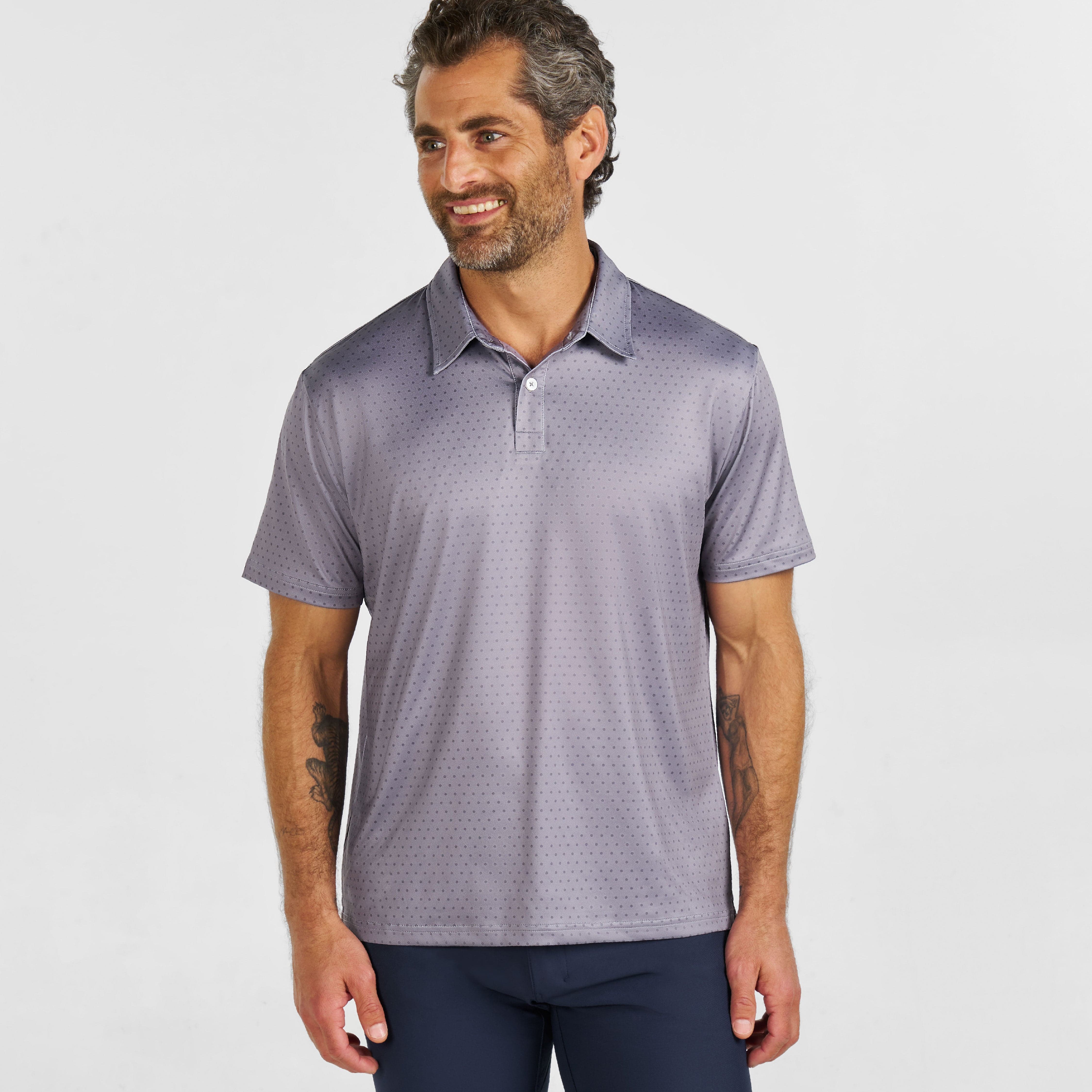 Grey Dots Tech Polo