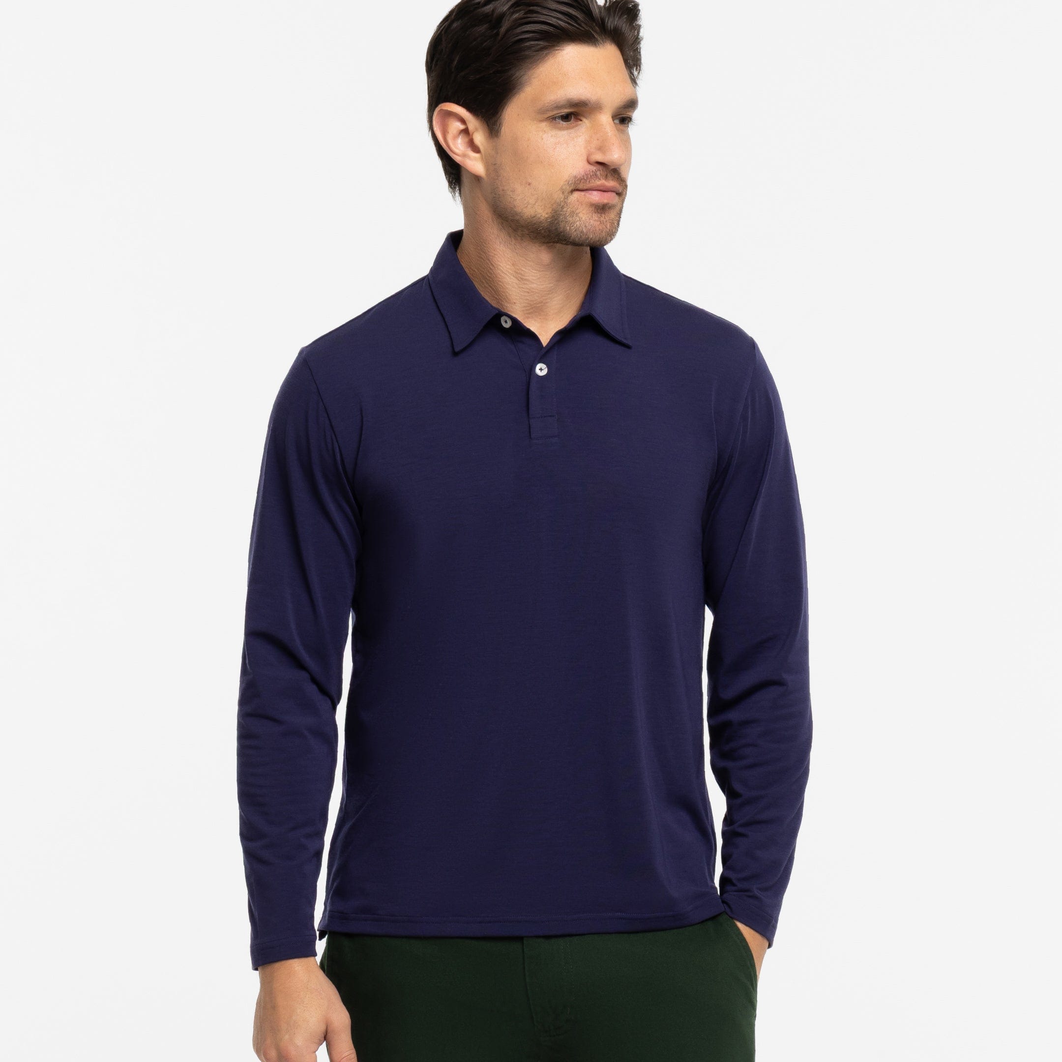 Navy Long Sleeve Tech Polo