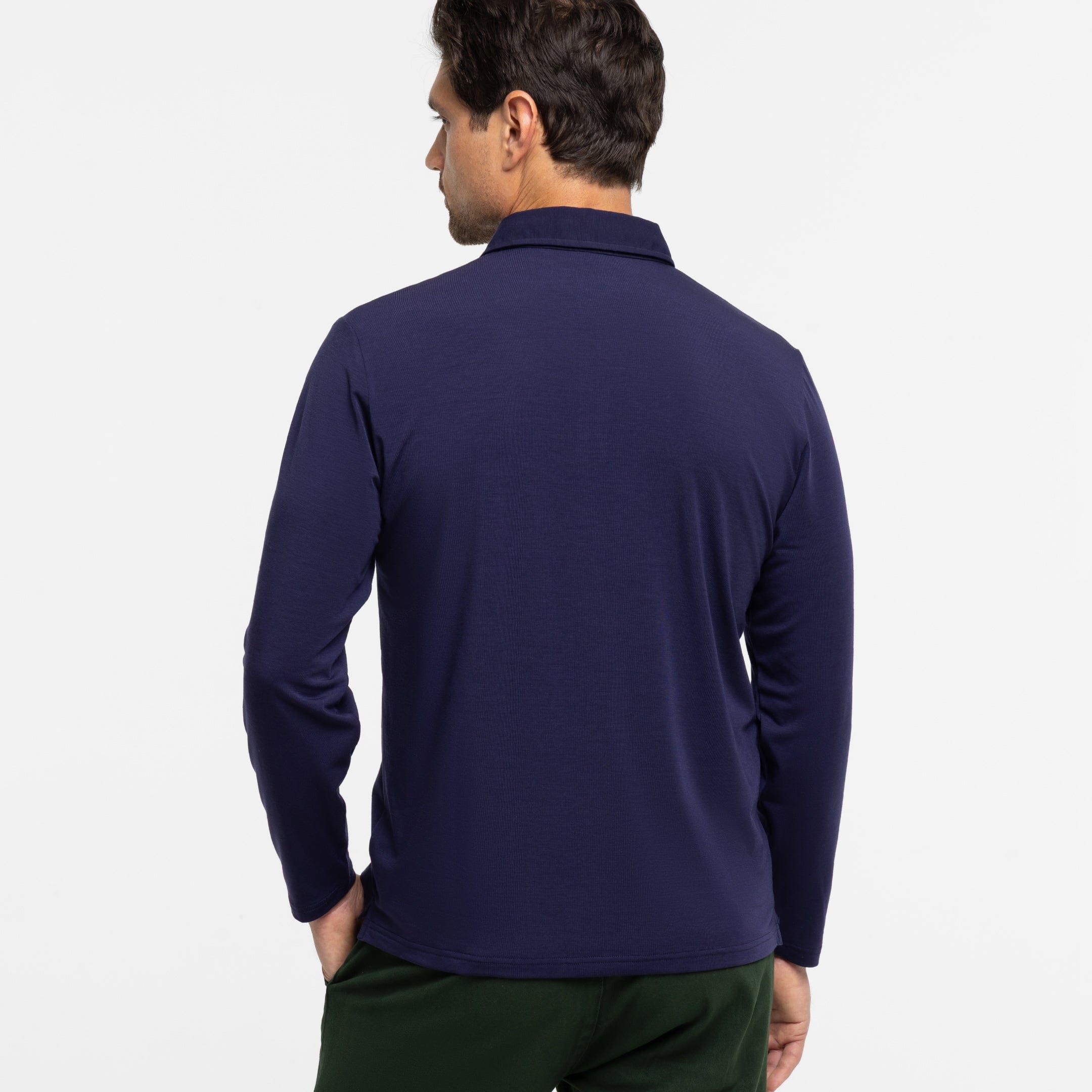 Navy Long Sleeve Tech Polo